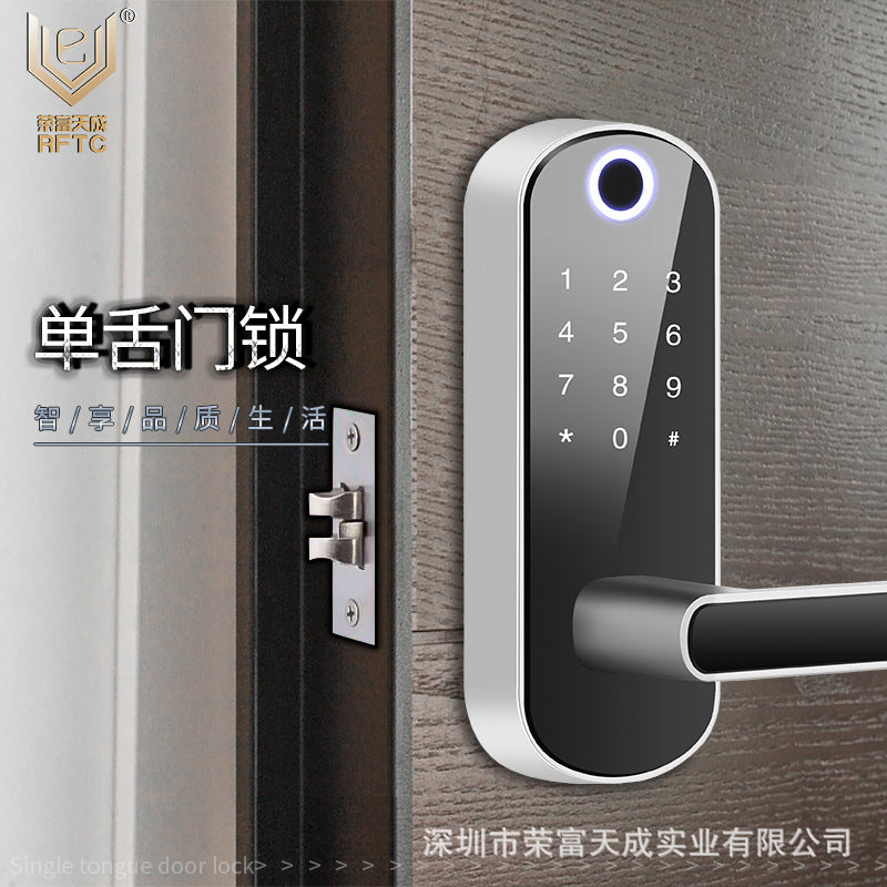 Tongtong Lock Mobile Phone APP Indoor Fingerprint Lock Wooden Door Fingerprint Password Lock Single Tongue Lock Foreign Trade Small Lock Wholesale