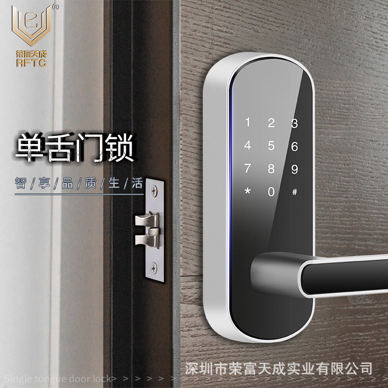 Tongtong Lock Mobile Phone APP Indoor Fingerprint Lock Wooden Door Fingerprint Password Lock Single Tongue Lock Foreign Trade Small Lock Wholesale