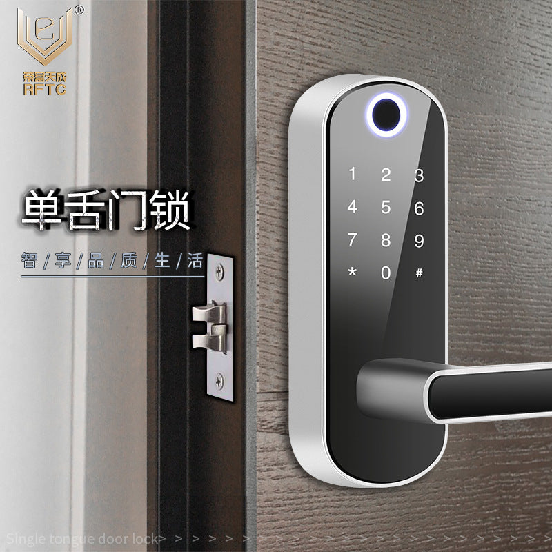 Tongtong Lock Mobile Phone APP Indoor Fingerprint Lock Wooden Door Fingerprint Password Lock Single Tongue Lock Foreign Trade Small Lock Wholesale