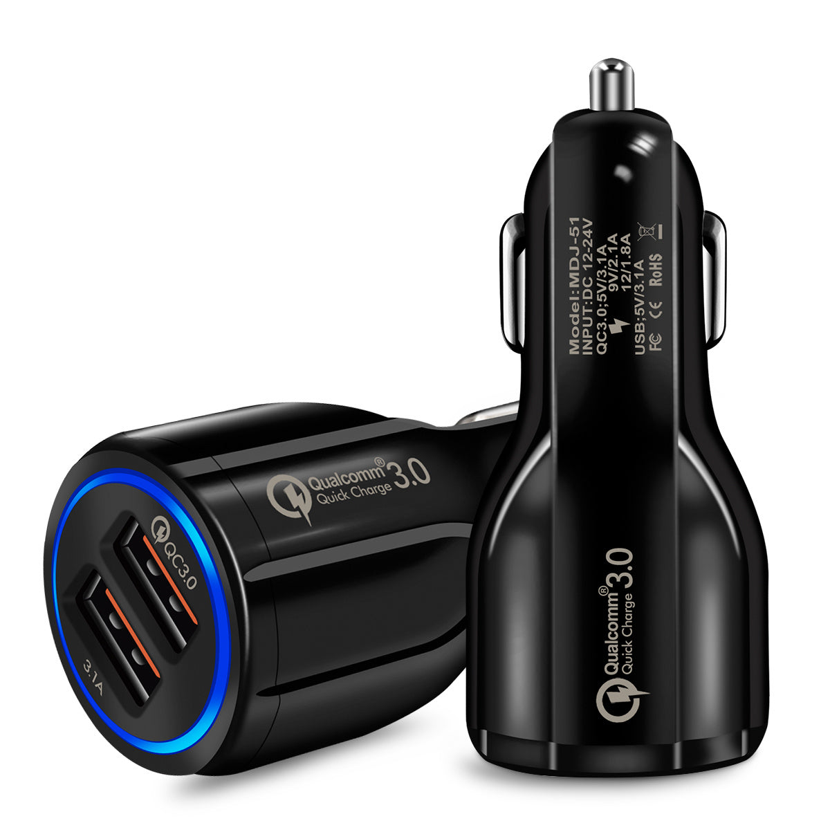 Quick Charge 3.0 Car Charger For Mobile Phone Dual Usb Car Charger Qualcomm Qc 3.0 Fast Charging Adapter Mini Usb Car Charger