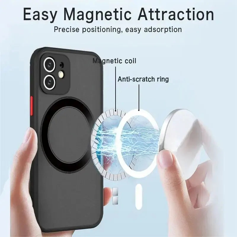 Magnetic Matte Case for iPhone 15 13 14 12 11 Pro Max XS XR X Shockproof Armor Covers for iPhone 15 14 Plus 12 13 Mini Funda